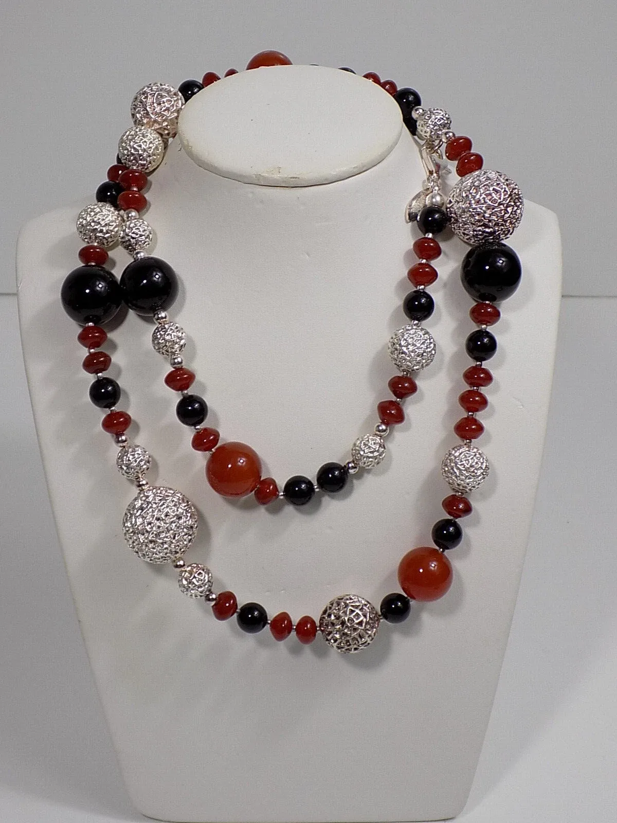 Vintage Designer Schmuck Paola Valentini Italy Edelstein Collier 925er Silber