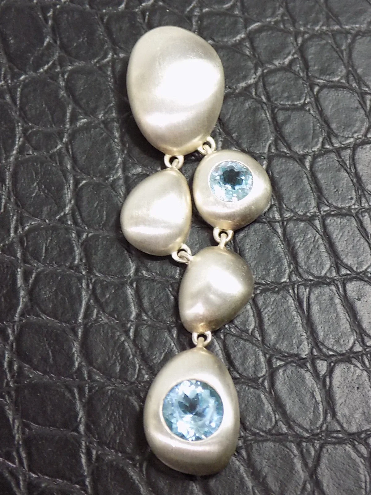 Eleganter Charm Damen Anhänger Modern 925er Silber zwei Aquamarin Edelstein