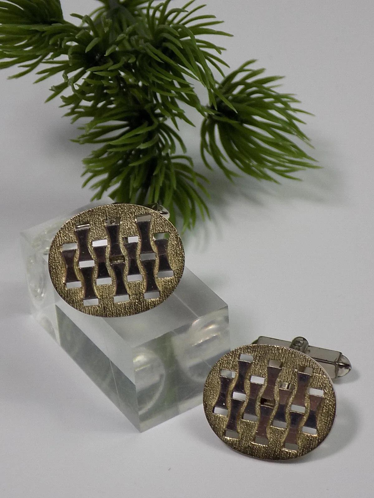 Vintage Manchettenknöpfe Goldfront Design Silber 835er Antikschmuck 50-60er