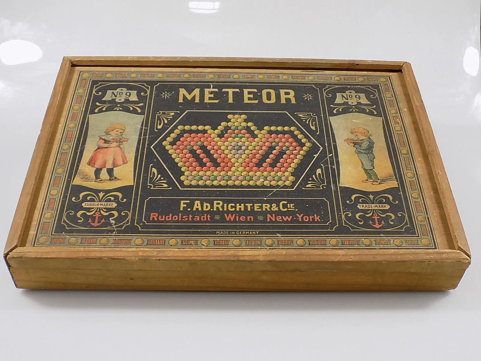 VINTAGE JUGENDSTIL METEOR No 9 F.Ad.RICHTER & Cie RUDOLSTADT PERLENSPIEL 20.JHD