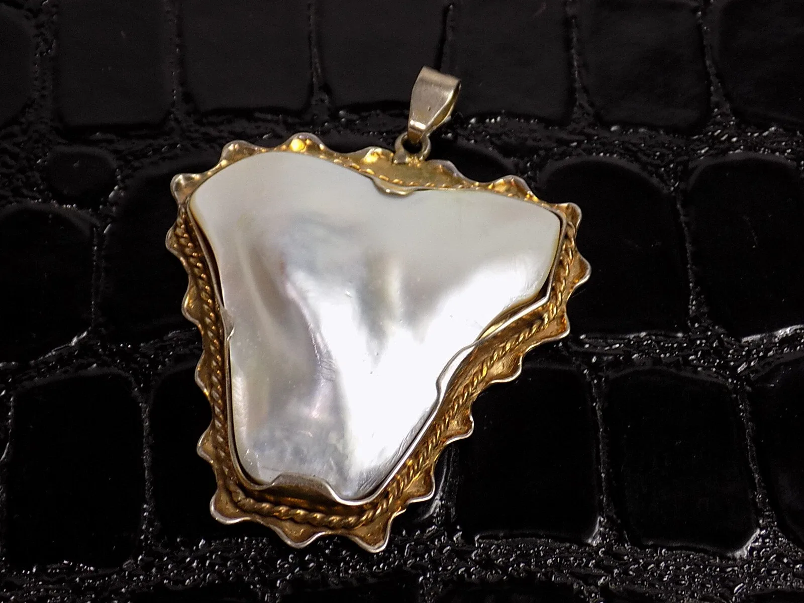 Vintage Mabé Perle Anhänger 925er Silbermontur Antikschmuck Jaipur Colour 20.JHD
