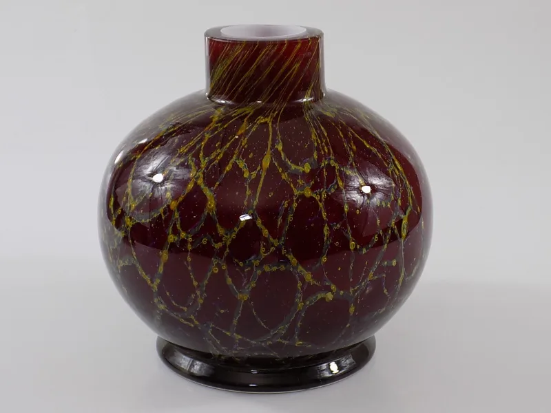 KLEINE WMF IKORA ART DECO LAMPENFUß ROT CRAQUELE BAUHAUS DESIGN ART GLASS 20.JHD