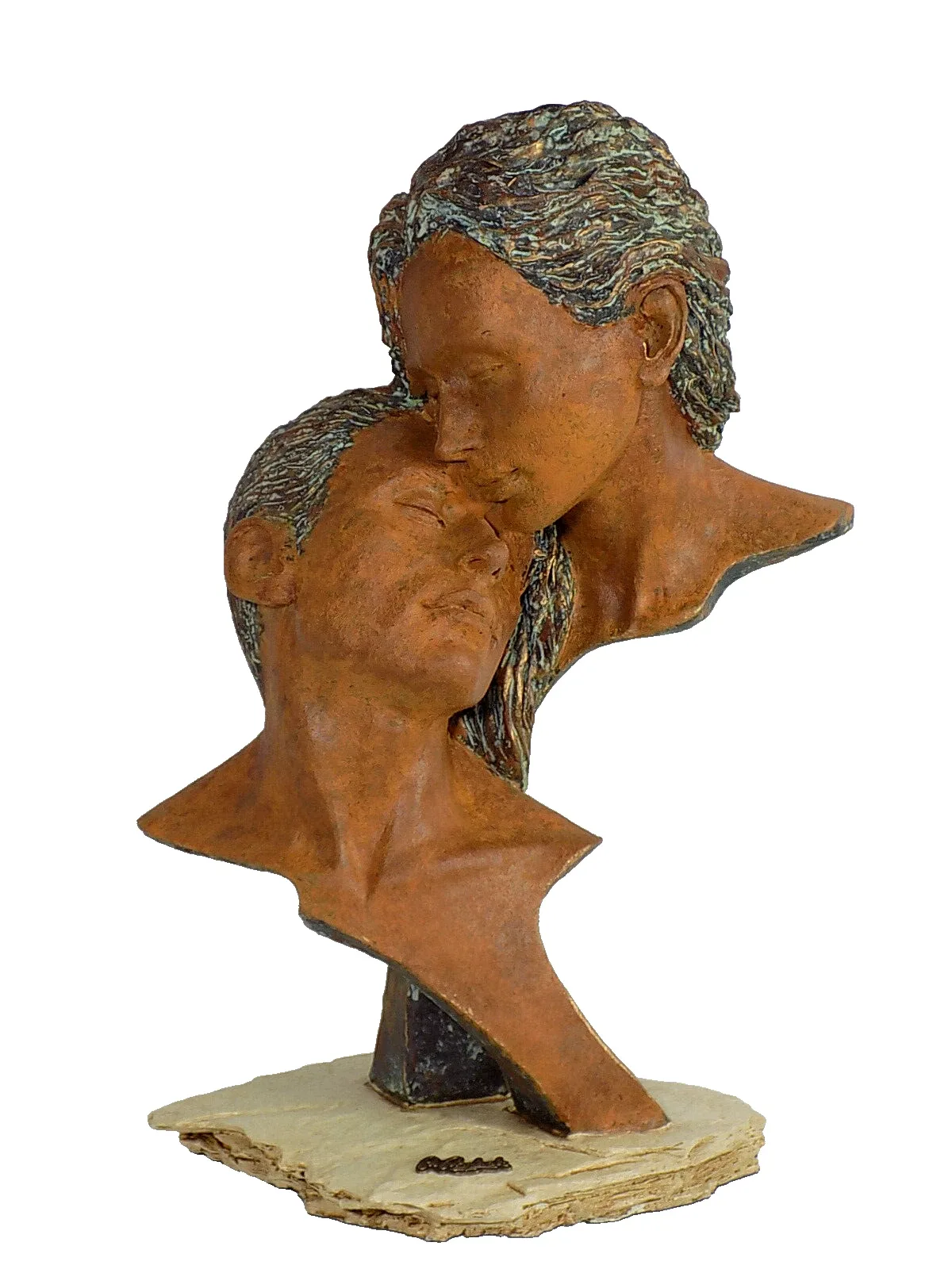 Große Angeles Anglada Skulptur "Zeit zu Zweit" Kunstguss Steinoptik Figur Rare
