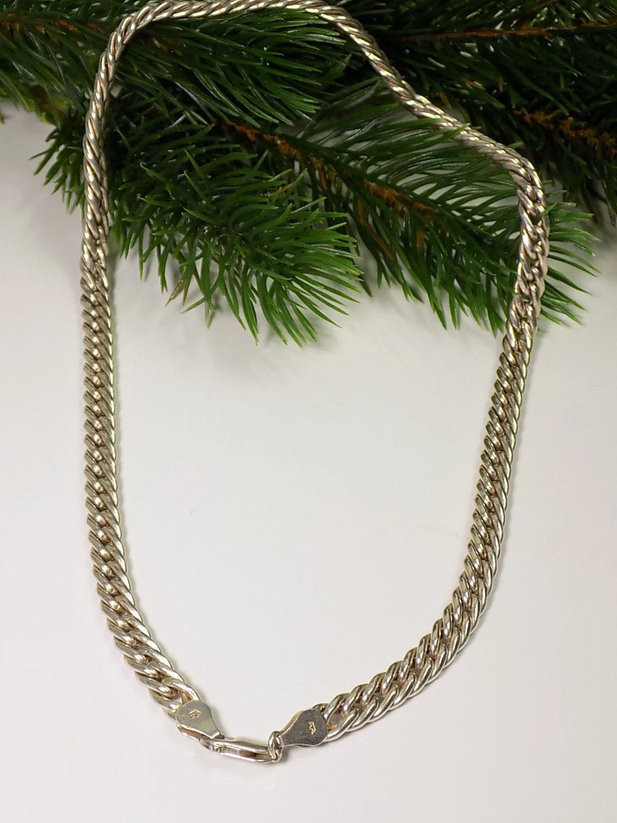 Elegante vintage Halskette Panzerkette 925er Silber Designschmuck unisex