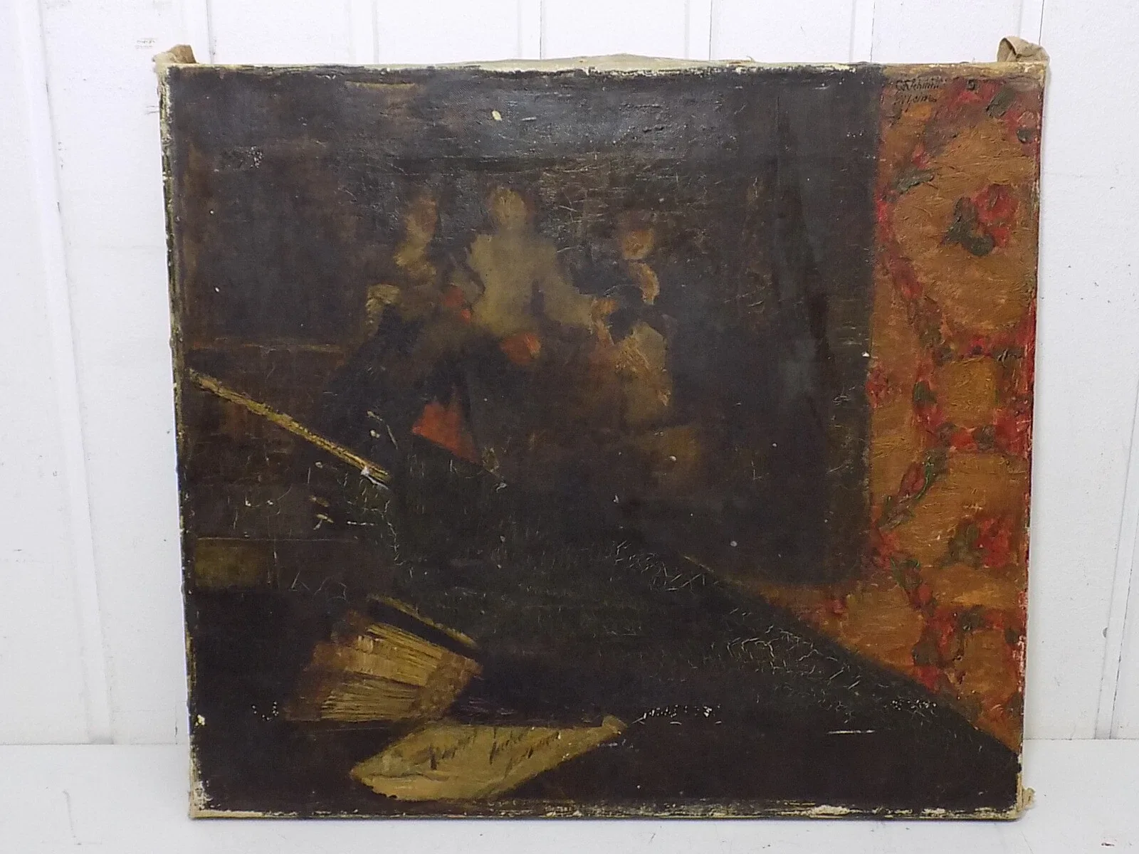 Biedermeier Altmeister Gemälde Sig. C.F.Schmitt Ölbild ohne Rahmen Barock 19.JHD