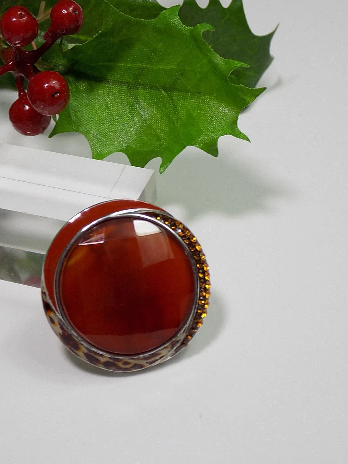 Vintage Moderner Unisex Anhänger Karneol Swarovski D. Sigal 925er Silber Design
