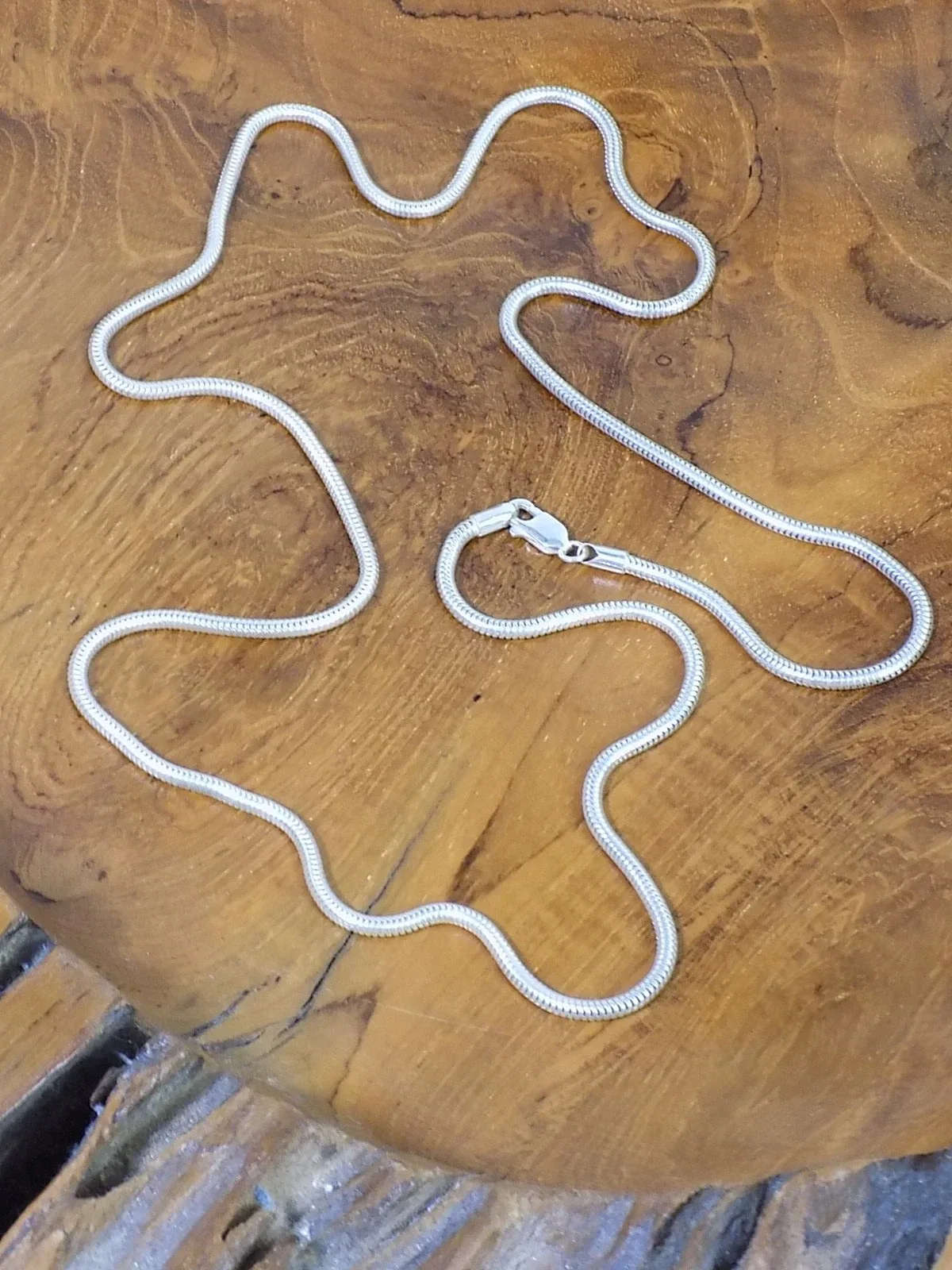 Vintage elegante lange Halskette Schlangenkette 925er Silber Modernist unisex