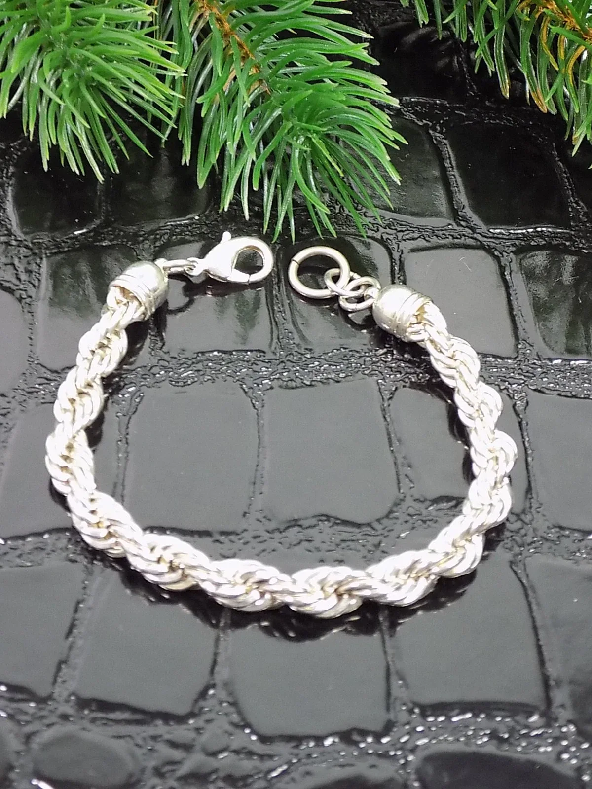 Vintage schönes Kordelarmband 925er Silber bracelet Silver Modernist unisex