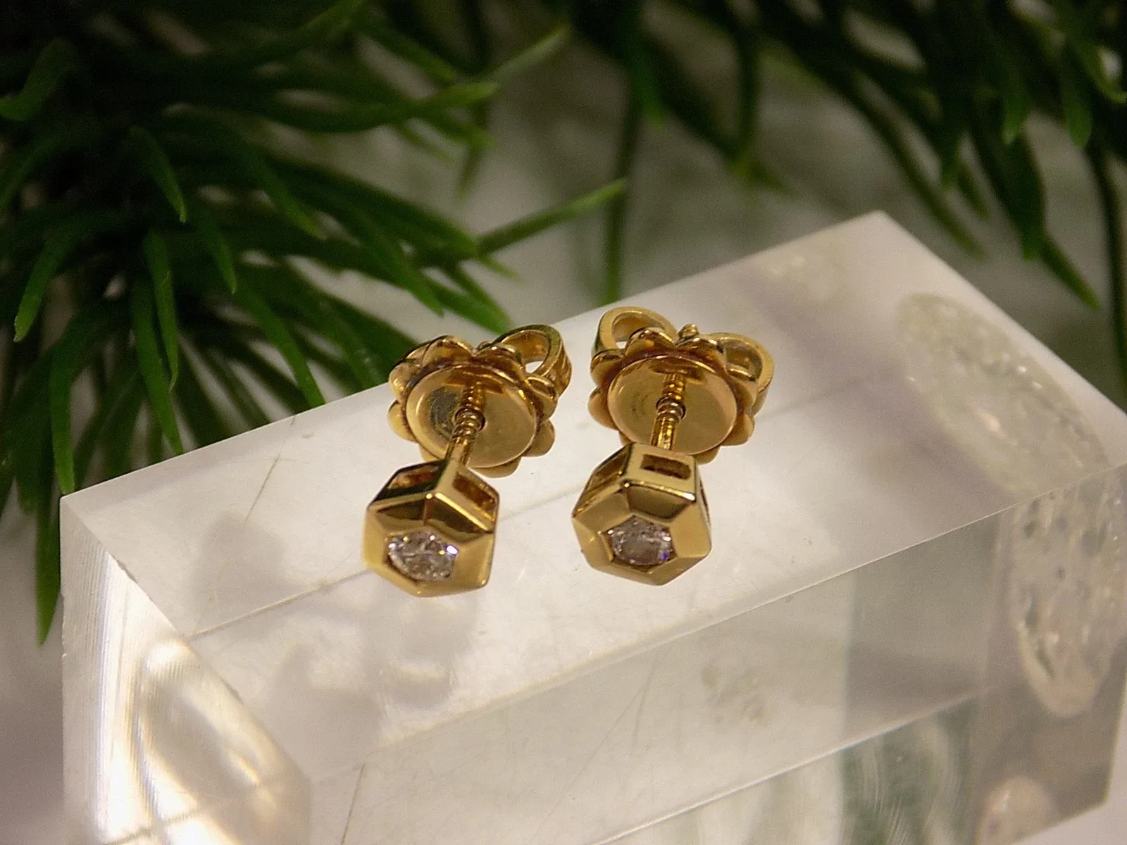 Paar elegante Damen Gold Ohrstecker Diamant 750er 18K Gelbgold Solitär Ohrringe