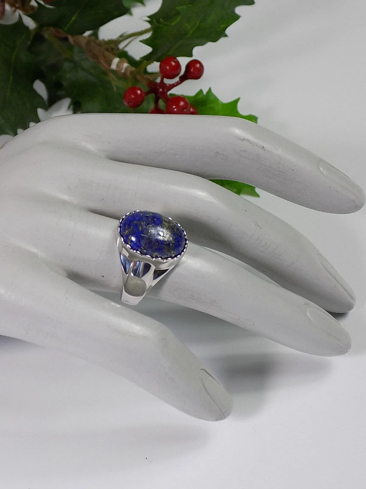 Antiker solider Silberring Lapislazuli 925er Silber Antikschmuck Unisex