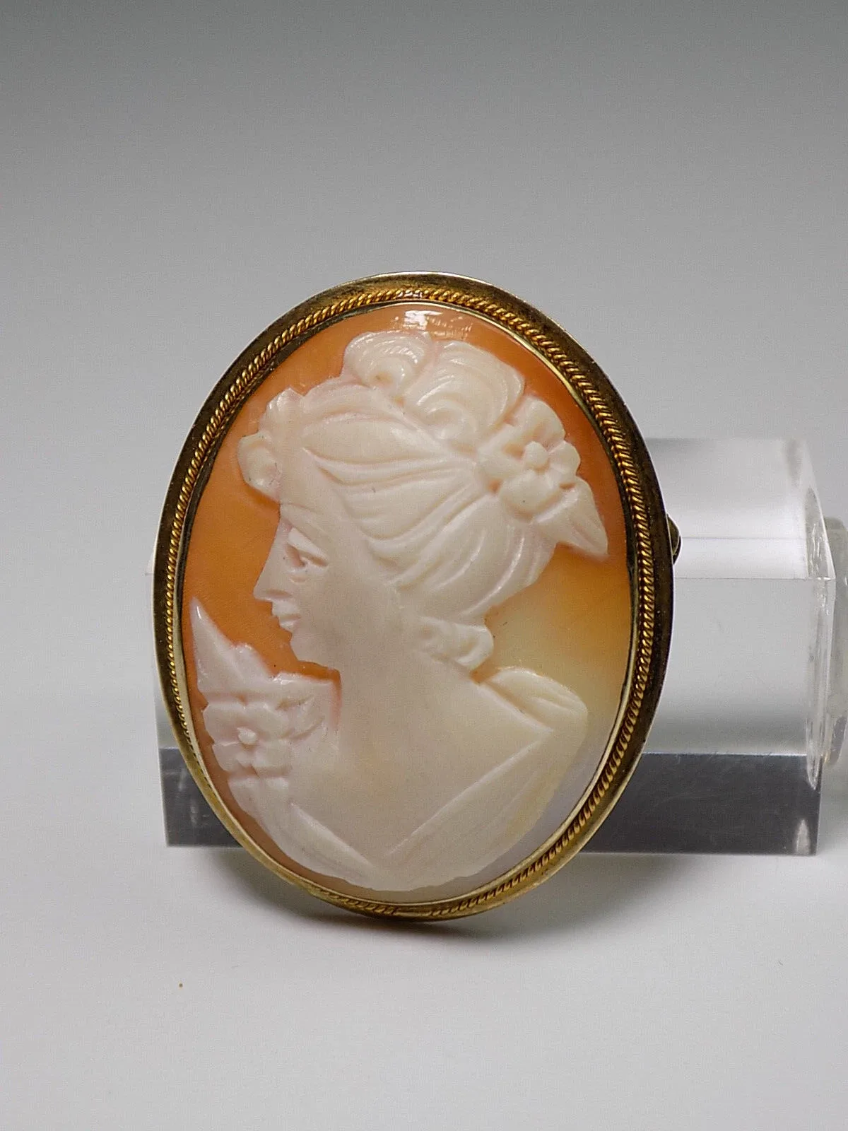 Vintage antike Brosche Gemme Cameo Muschelkamee Damen Portrait 925er Silber