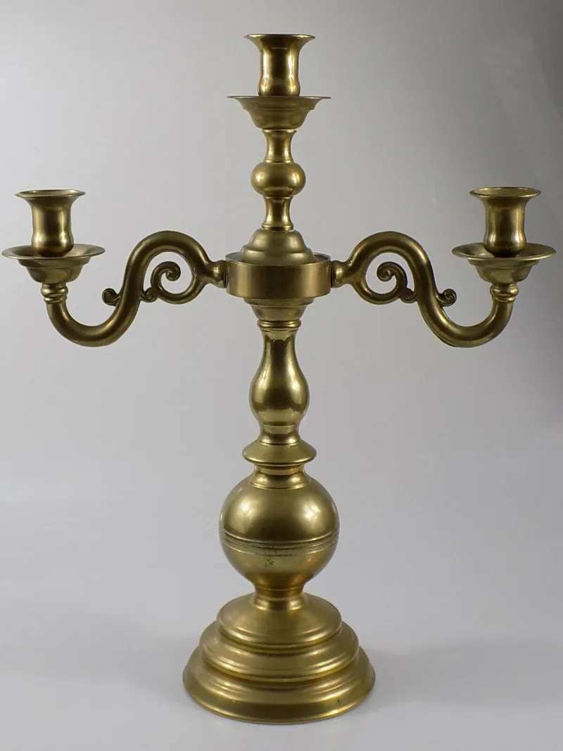 Schöner großer alter Jugendstil Kerzenleuchter Messing 3 Flammig Design 20.JHD