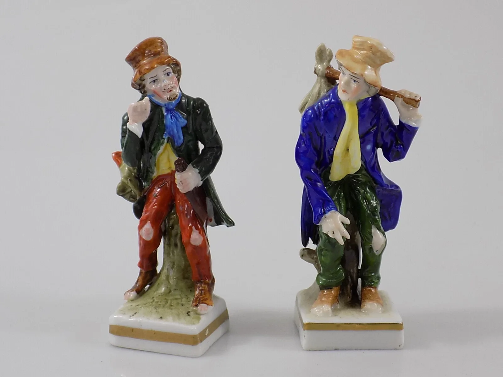 Vintage Antike Porzellan Figuren Capodimonte Vagabunden Zwei Stück Bemalt 20.JHD