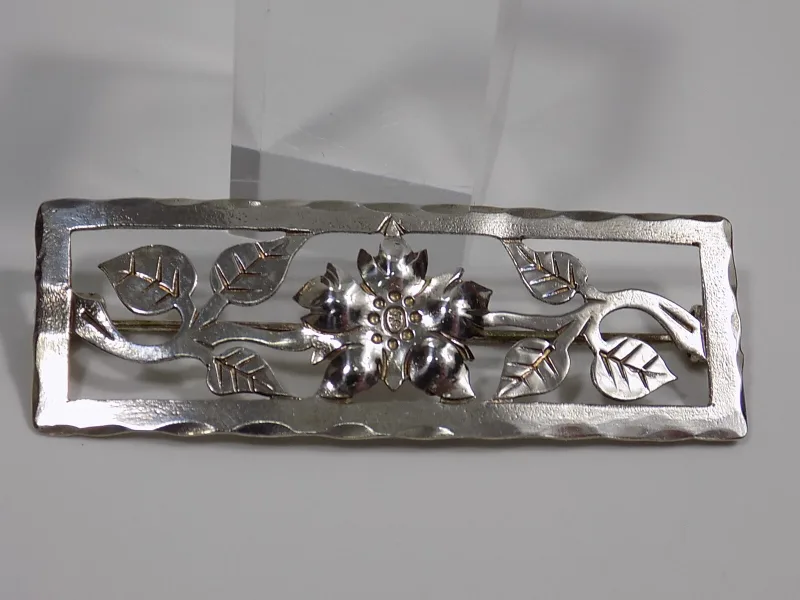 Vintage Antike Brosche Florales Muster 800er Silber Antikschmuck