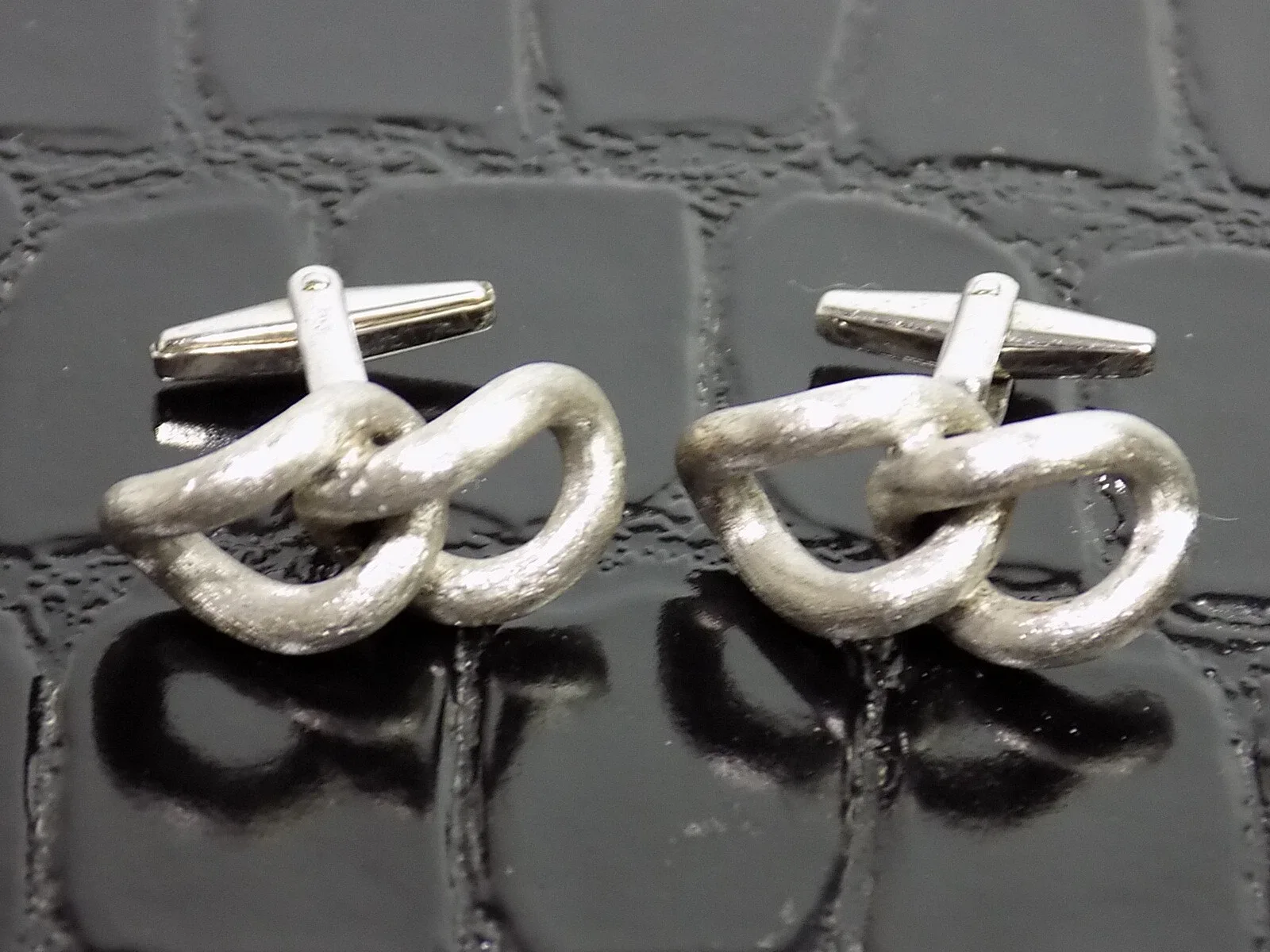 Vintage Art Deco Manchettenknöpfe Schleifen Silber 835er Antikschmuck Design